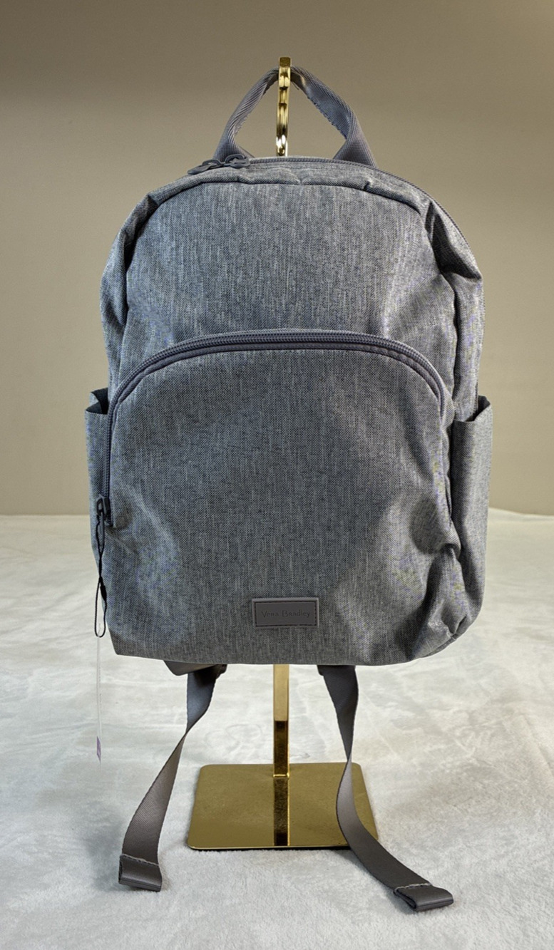 NWT Vera Bradley Essential Compact Backpack Lighten Up Heather Grey Bnfts Chrty
